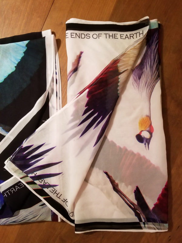image of silk scarf of Birds of Africa to benefit animal habitat conservation